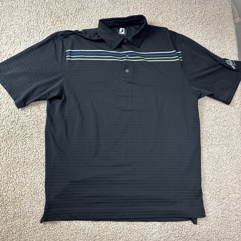 FootJoy FJ Men's Black Striped Polo XL Performance Shirt Business Casual